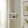 Roomfitters Metal Pendant Modern Farmhouse Lantern Ceiling Light 3 Light White Black Open Cage Hanging Fixture For Kitchen