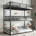 Roomfitters Metal Triple Bunk Bed Guardrails Ladders Heavy Duty 3 Tier Frame Noise Reduced