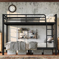 Roomfitters Metal Twin Over Twin Bunk Bed Heavy Duty Space Saving Frame With Ladder And Guardrails Black