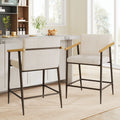 Roomfitters Mid Century Fabric Counter Stools Set Of 2 Iron Frame Pub Chairs Metal With Wood Arms