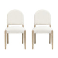 Roomfitters Mid Century Fabric Dining Chairs Set Of 2 Arched Backrest Ash Solid Wood Seating
