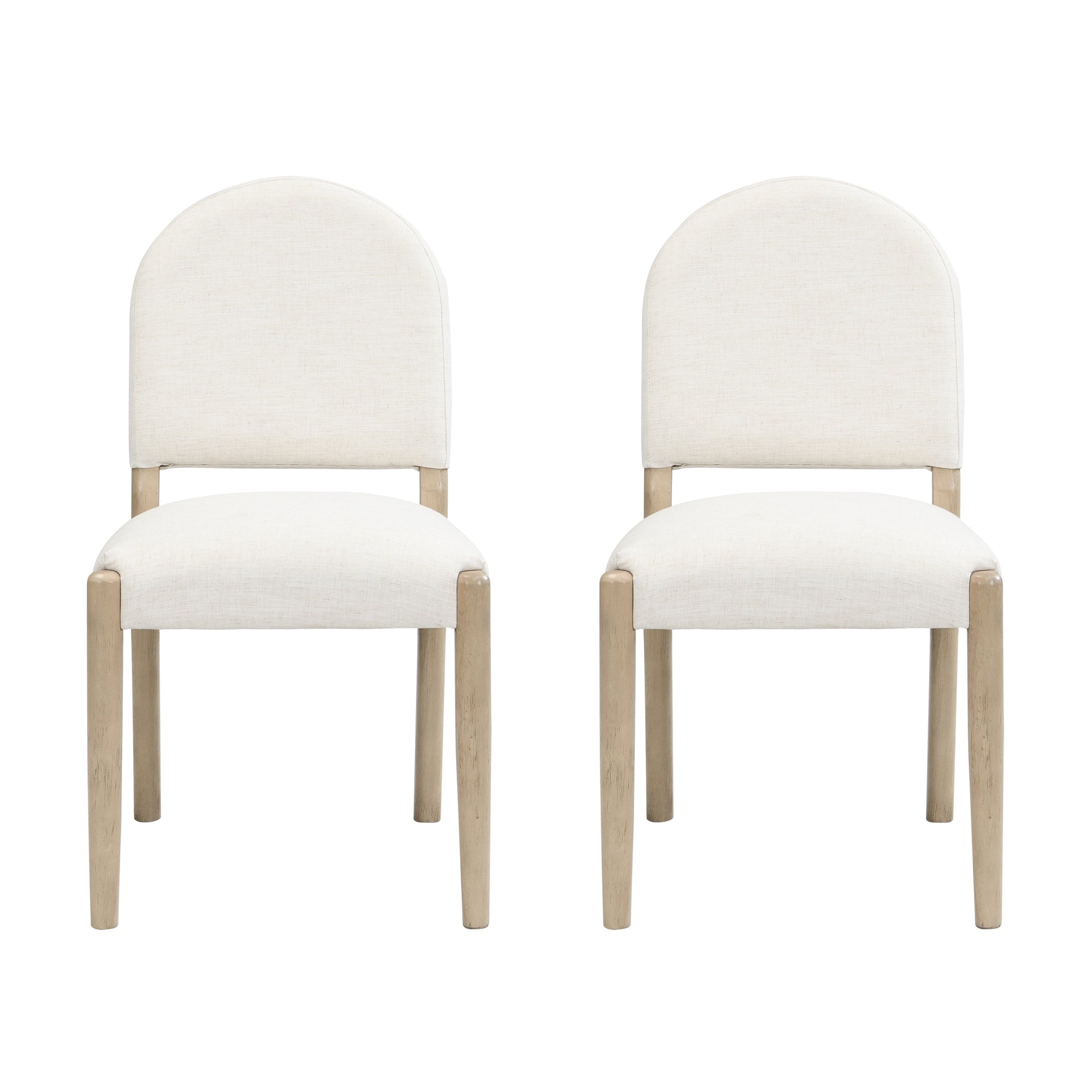 Roomfitters Mid Century Fabric Dining Chairs Set Of 2 Arched Backrest Ash Solid Wood Seating