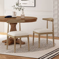 Roomfitters Mid Century Ivory Fabric Dining Chairs Set Of 2 Open Back Kitchen Chairs Light Natural Wood Seating