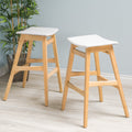 Roomfitters Mid Century Modern Bar Stools Set Of 2 Backless Wood Stools Kitchen Island Seating