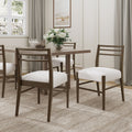 Roomfitters Mid Century Modern Beige Fabric Dining Chairs Set Of 2 Ladder Back Walnut Finished Solid Wood
