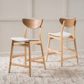 Roomfitters Mid Century Modern Counter Height Chairs Set Of 2 Solid Wood Bar Stools Upholstered Kitchen