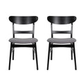 Roomfitters Mid Century Modern Dark Grey Dining Chairs Set Of 2 Upholstered Kitchen Chairs Black Solid Wood