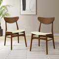 Roomfitters Mid Century Modern Fabric Dining Chairs Set Of 2 Leather Kitchen Chairs Wood Seating
