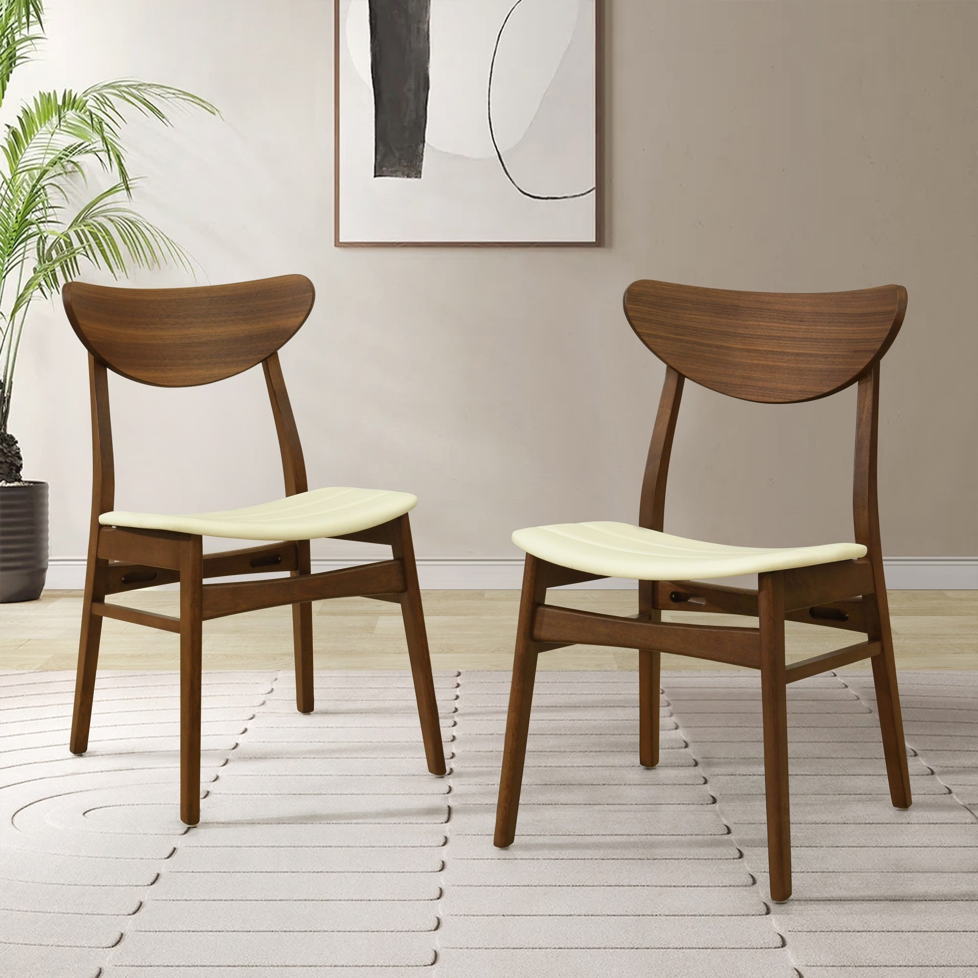 Roomfitters Mid Century Modern Fabric Dining Chairs Set Of 2 Leather Kitchen Chairs Wood Seating