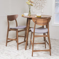 Roomfitters Mid Century Modern Grey Counter Height Chairs Set Of 2 Solid Wood Bar Stools Upholstered Kitchen Island