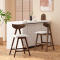 Roomfitters Mid Century Modern Light Beige Counter Stools Set Of 2 V Frame Bar Stools Tapered Rubberwood Chairs