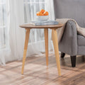 Roomfitters Mid Century Modern Tripod Natural Wood End Table Minimalist Oval Side Table Splayed Rubberwood