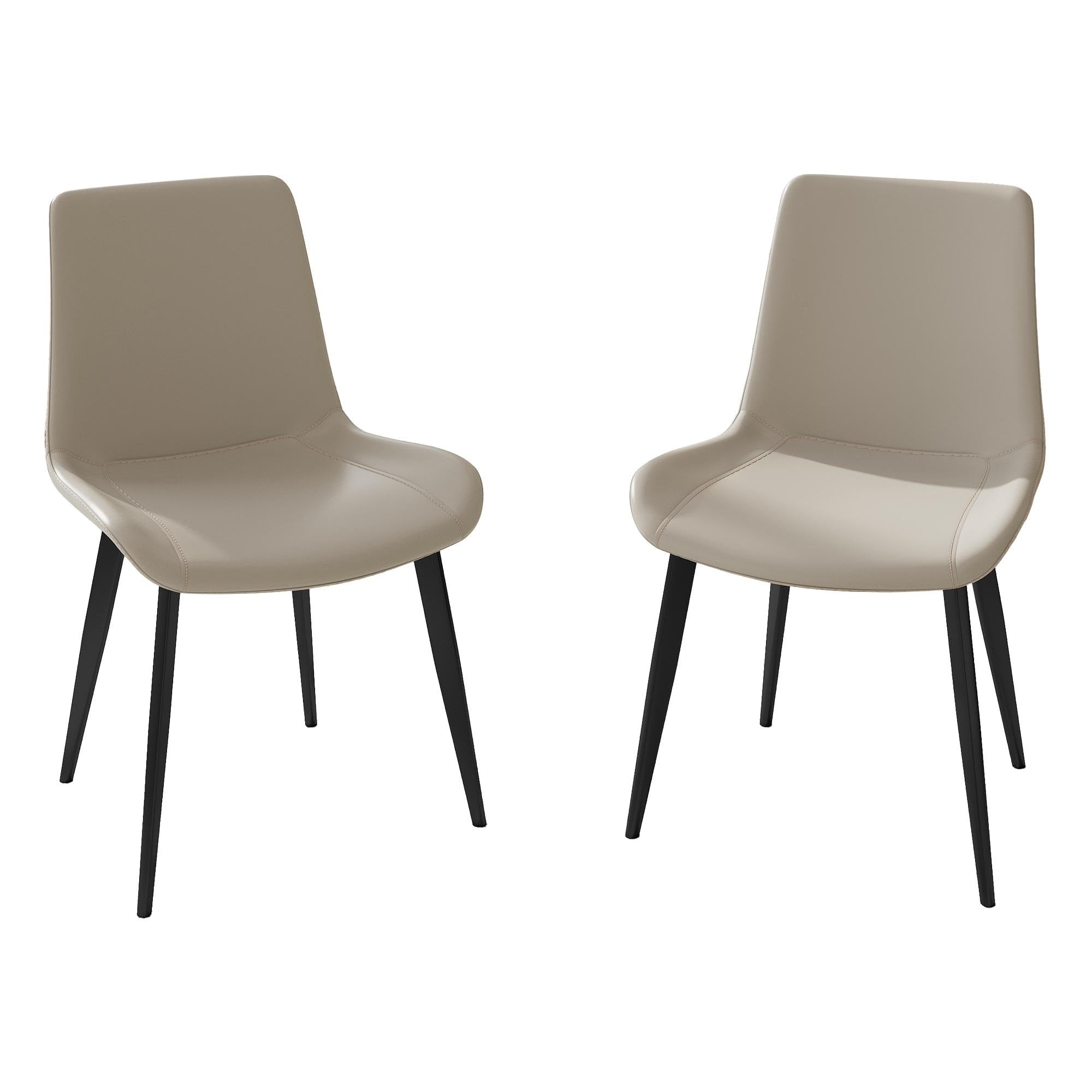 Roomfitters Mid Century Modern Upholstered Dining Chairs With Faux Leather Seat And Tapered Metal Legs Set Of 2 Cream