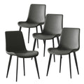 Roomfitters Mid Century Modern Upholstered Dining Chairs With Faux Leather Seat And Tapered Metal Legs Set Of 4