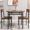 Roomfitters Modern 3 Piece Round Dining Table Set With Dual Drop Leaf And 2 Chairs For Small Spaces Rustic Brown Black