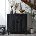 Roomfitters Modern Black Accent Cabinet With 2 Doors Decorative Embossed Bead Design