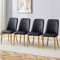 Roomfitters Modern Black Pu Leather Dining Chairs With Gold Metal Leg Luxury Sleek Upholstered Kitchen Seating Set Of 4 Chairs