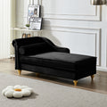 Roomfitters Modern Chaise Lounge Indoor Daybed With Gold Metal Legs Bolster Pillow For Bedroom Living Room Black