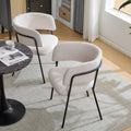 Roomfitters Modern Curved Back Upholstered Dining Chairs With Black Metal Legs For Kitchen Dining Room Set Of 2 Beige