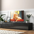 Roomfitters Modern Entertainment Center High Gloss Floating Tv Stand Wall Mounted Storage Media Console Console Black