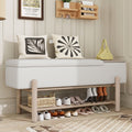 Roomfitters Modern Entryway Bench Upholstered Storage Seat Shoe Organizer Shelf Hallway Furniture