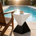 Roomfitters Modern Geometric Pyramid Mgo Side Table Hourglass Sculptural Accent End Table For Patio Poolside Black White