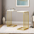 Roomfitters Modern Glam C Shape End Table Minimalist Iron Side Table Space Saving Sofa Accent