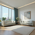 Roomfitters Modern Glam Upholstered Sofa Set Of 2 3 Seater Couch With Vertical Channel Tufting And Gold Metal Legs