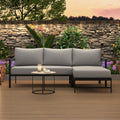 Roomfitters Modern L Shaped Outdoor Sectional Sofa 3 Seater Patio Conversation Couch Cushions Iron Frame