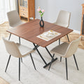 Roomfitters Modern Lifting Walnut Dining Table Set 4 Warm Gray Pu Chairs Adjustable Height Platform Seating