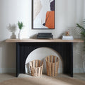 Roomfitters Modern Minimalist Console Table With Black Arch Base And Natural Wood Top 66In Entryway And Hallway Table