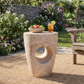 Roomfitters Modern Minimalist Magnesia Oxide Side Table Sculptural Hollow Accent Table All Weather Indoor Outdoor