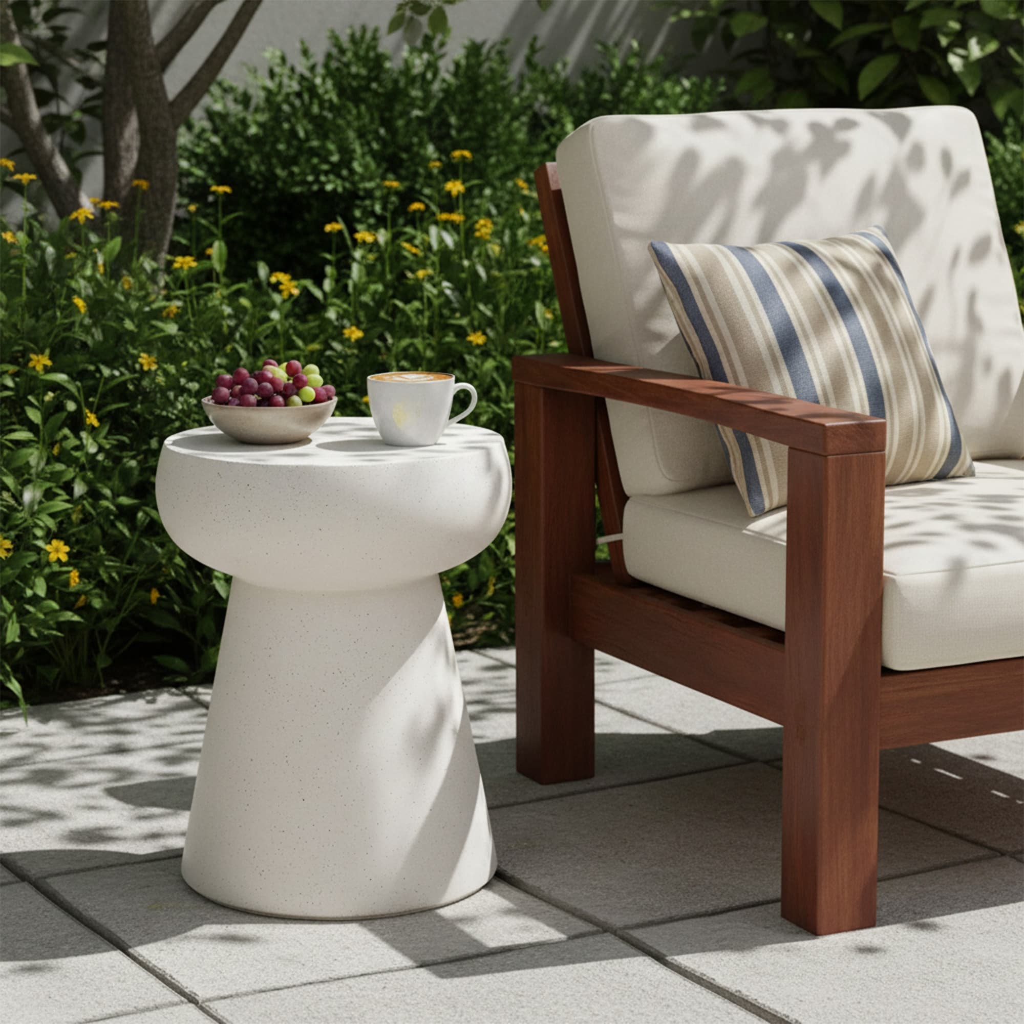 Roomfitters Modern Mushroom Concrete Side Table Geometric Pedestal End Table Mgo Travertine Texture Stool