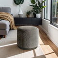 Roomfitters Modern Oval Accent Ottoman 18 Inch Upholstered Footstool With Natural Red Oak Wood Base Brown Multi