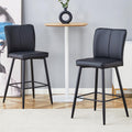 Roomfitters Modern Pu Leather Bar Chair Set Of 2 Vertical Stitched Upholstered Counter Stools 24 Inch High Bar Seating
