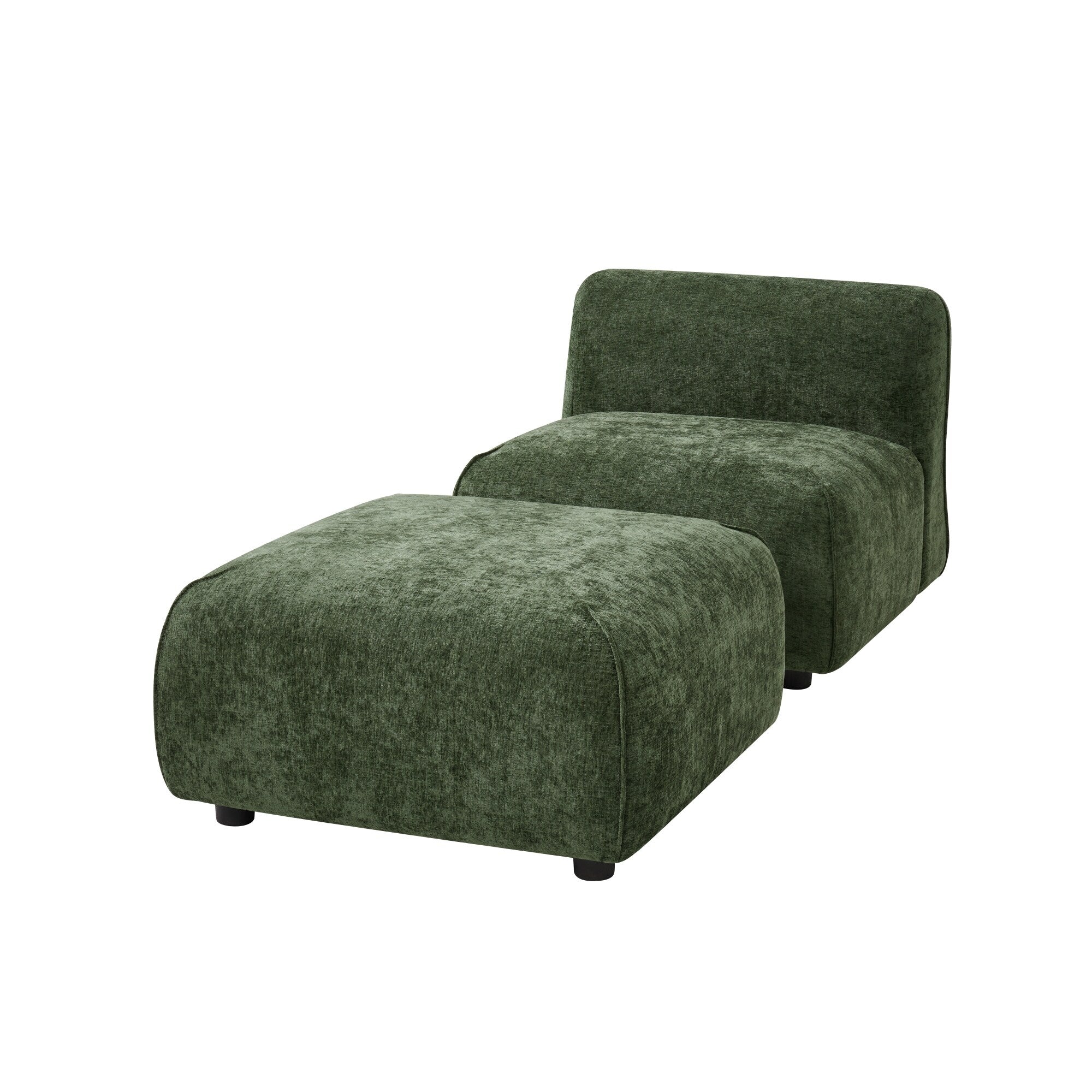 Roomfitters Modern Plush Accent Chair And Ottoman Set Upholstered Lounge Pair Ergonomic Armless Seating