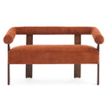 Roomfitters Modern Round Armrest Loveseat Sculptural 2 Seater Sofa Wood Frame Wrapped Bench