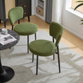 Roomfitters Modern Round Boucle Upholstered Dining Chairs With Curved Back Black Metal Legs For Kitchen Set Of 2 Green