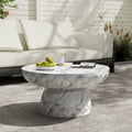 Roomfitters Modern Round Mgo Faux Marble Coffee Table Pedestal Center Accent Table For Outdoor Patio Living Room Marble