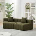 Roomfitters Modern Sectional Sofa 2 Piece Modular Ribbed Fabric Couch With 2 Throw Pillows For Living Room