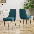 Roomfitters Modern Teal Fabric Dining Chairs Set Of 2 Geometric Kitchen Chairs Matte Black Metal Leg Seating