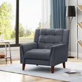 Roomfitters Modern Upholstered Armchair Tufted Accent Chair With Wood Legs For Living Room Bedroom And Office