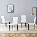 Roomfitters Modern White Pu Dining Chairs Luxury Ergonomic Upholstered Kitchen Seating Black Metal Leg Set Of 2 4 Side Chairs