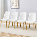 Roomfitters Modern White Pu Leather Dining Chairs With Gold Metal Leg Luxury Sleek Upholstered Kitchen Seating Set Of 2 7
