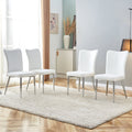 Roomfitters Modern White Pu Leather Dining Chairs With Silver Metal Leg Ergonomic Upholstered Seating Set Of 4 Side Chairs
