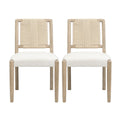 Roomfitters Modern Woven Rope Backrest Dining Chairs Set Of 2 Intricate Weave Ash Wood Seating