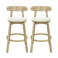Roomfitters Modern And Fabric Counter Stools Set Of 2 High Top Stools Curved Back Rubberwood Seating