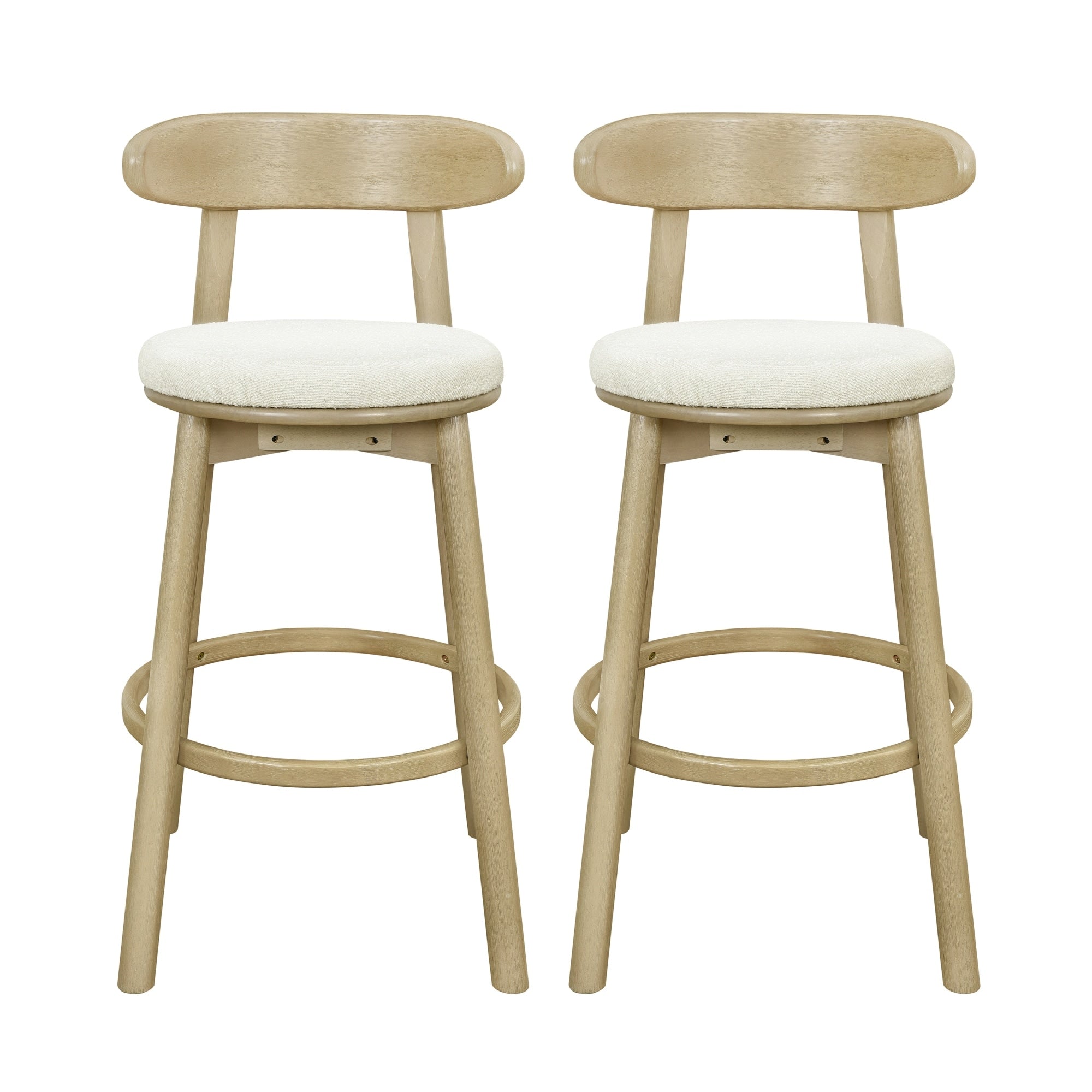 Roomfitters Modern And Fabric Counter Stools Set Of 2 High Top Stools Curved Back Rubberwood Seating