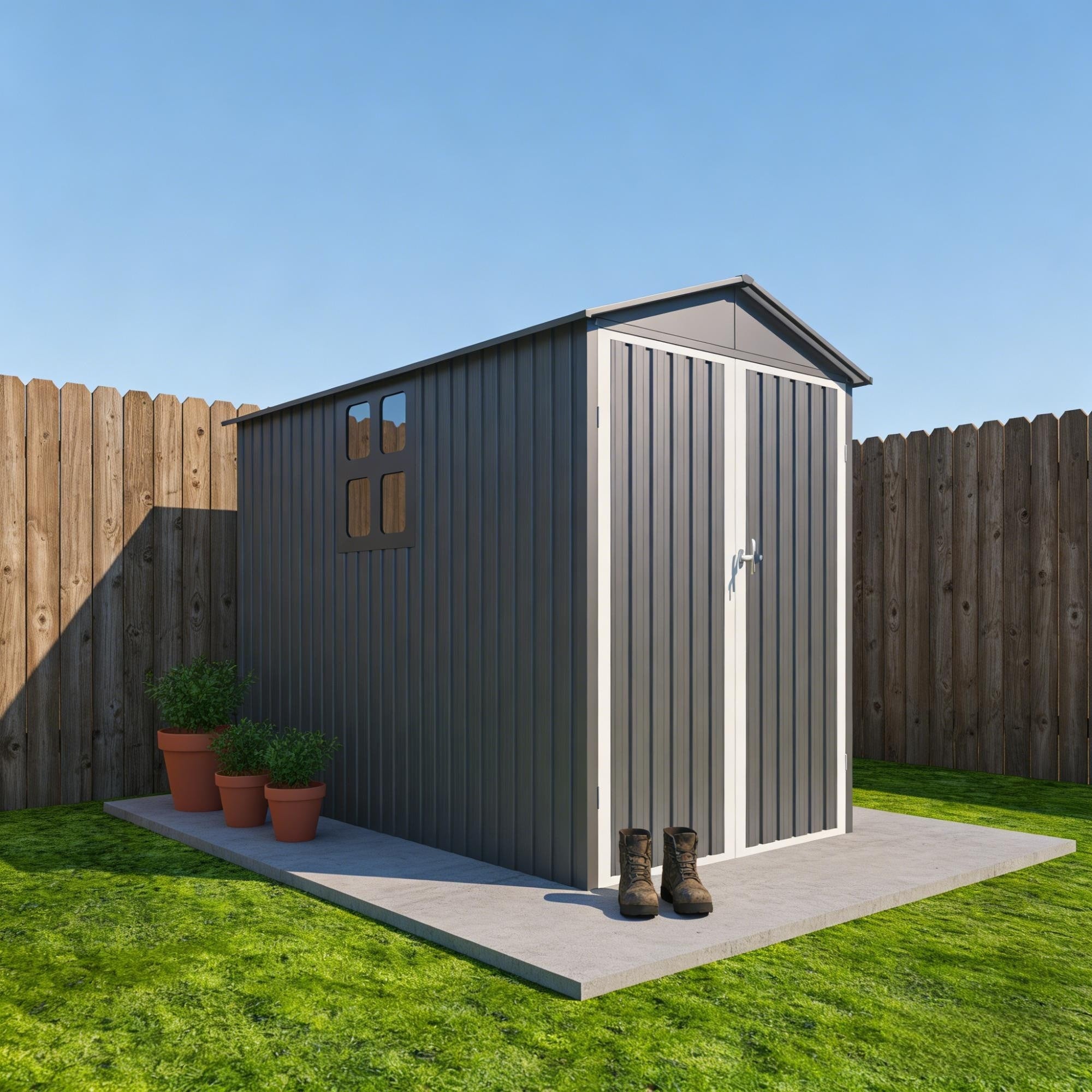 Roomfitters Motorcycle Outdoor Steel Storage Shed Window Heavy Duty Bike Garage Motorbike Tool Workshop House