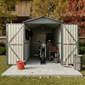 Roomfitters Motorcycle Outdoor Steel Storage Shed Window Wheel Track Fixture Heavy Duty Bike Garage Motorbike House Grey